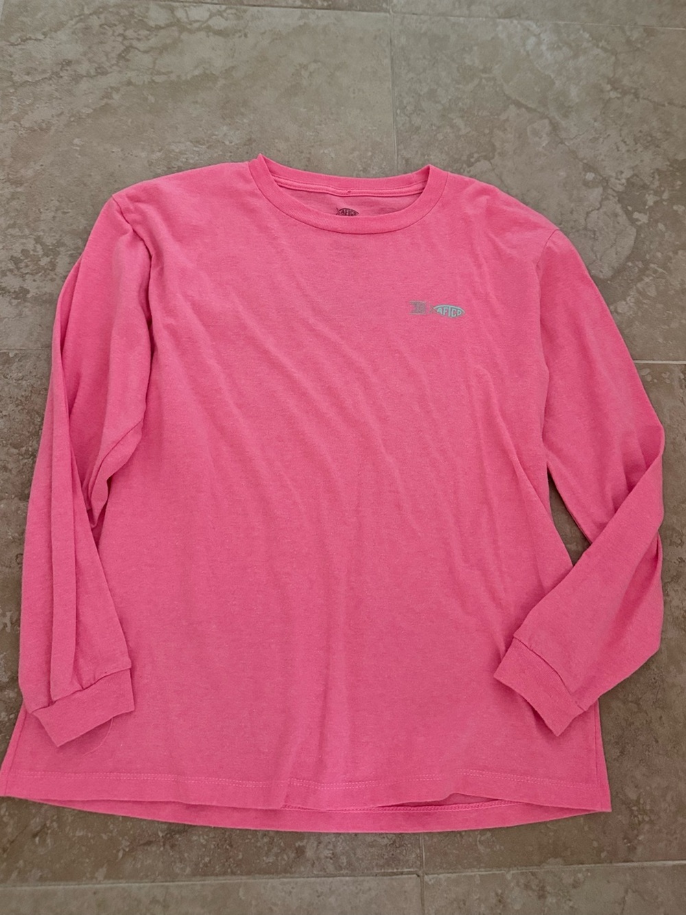 AFTCO Bubblegum Pink Long Sleeve Crew Tee Youth XL